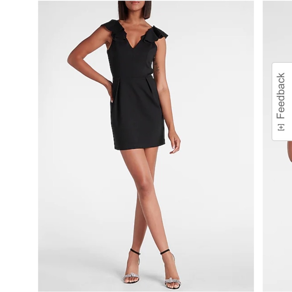 NWT Ruffle Shoulder Back Cutout Mini Dress